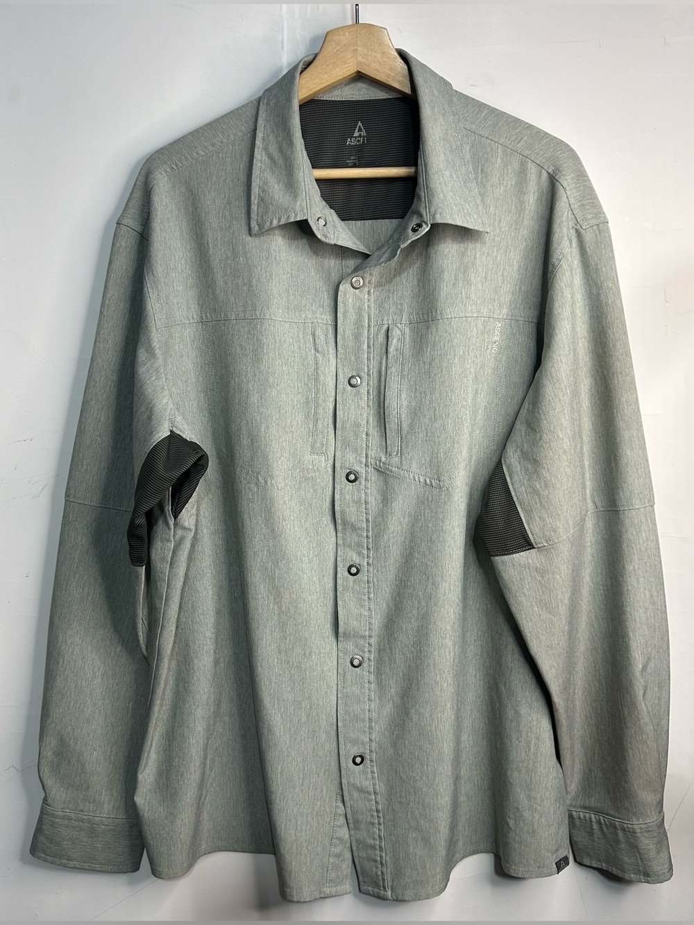 Ascend Grey Snap Button Front Long Sleeve Shirt Mens 2XL